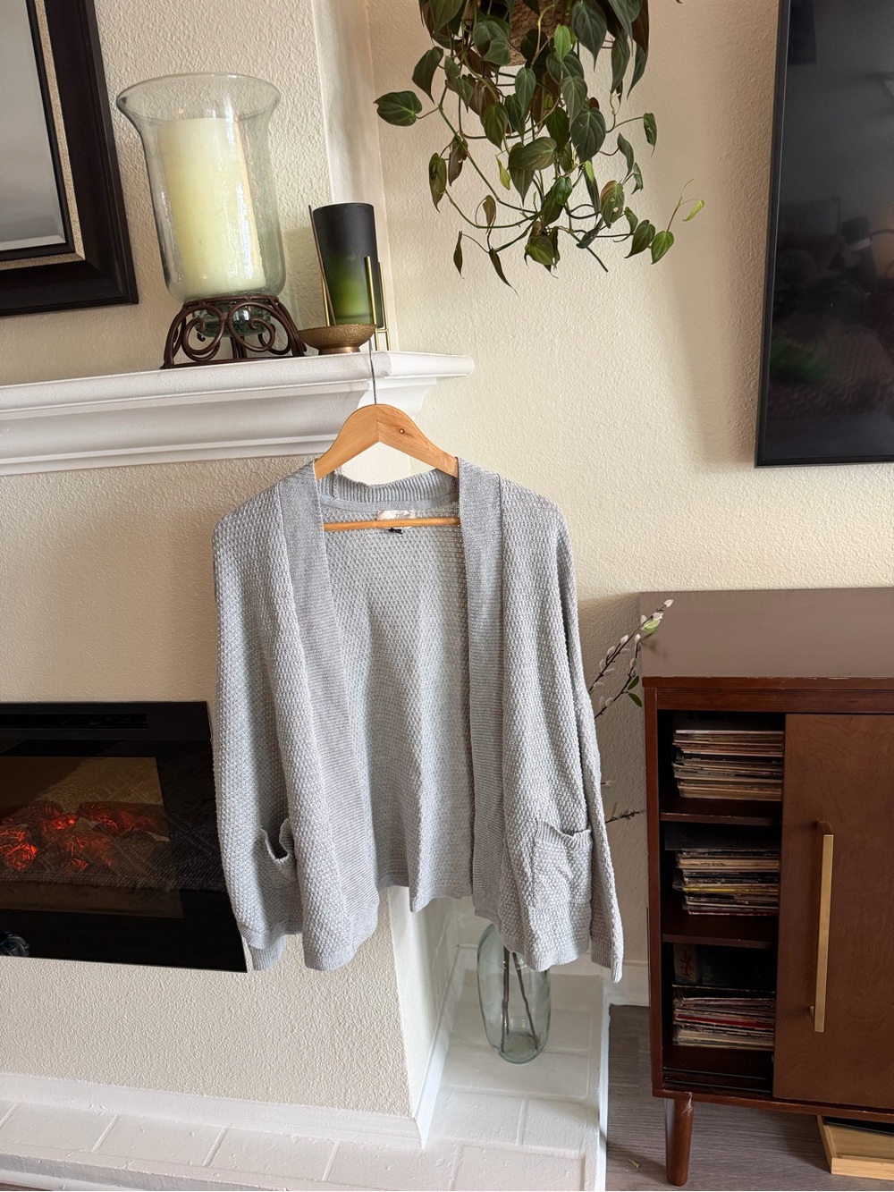 Universal Thread Light Gray Open-Front Knit Cardigan